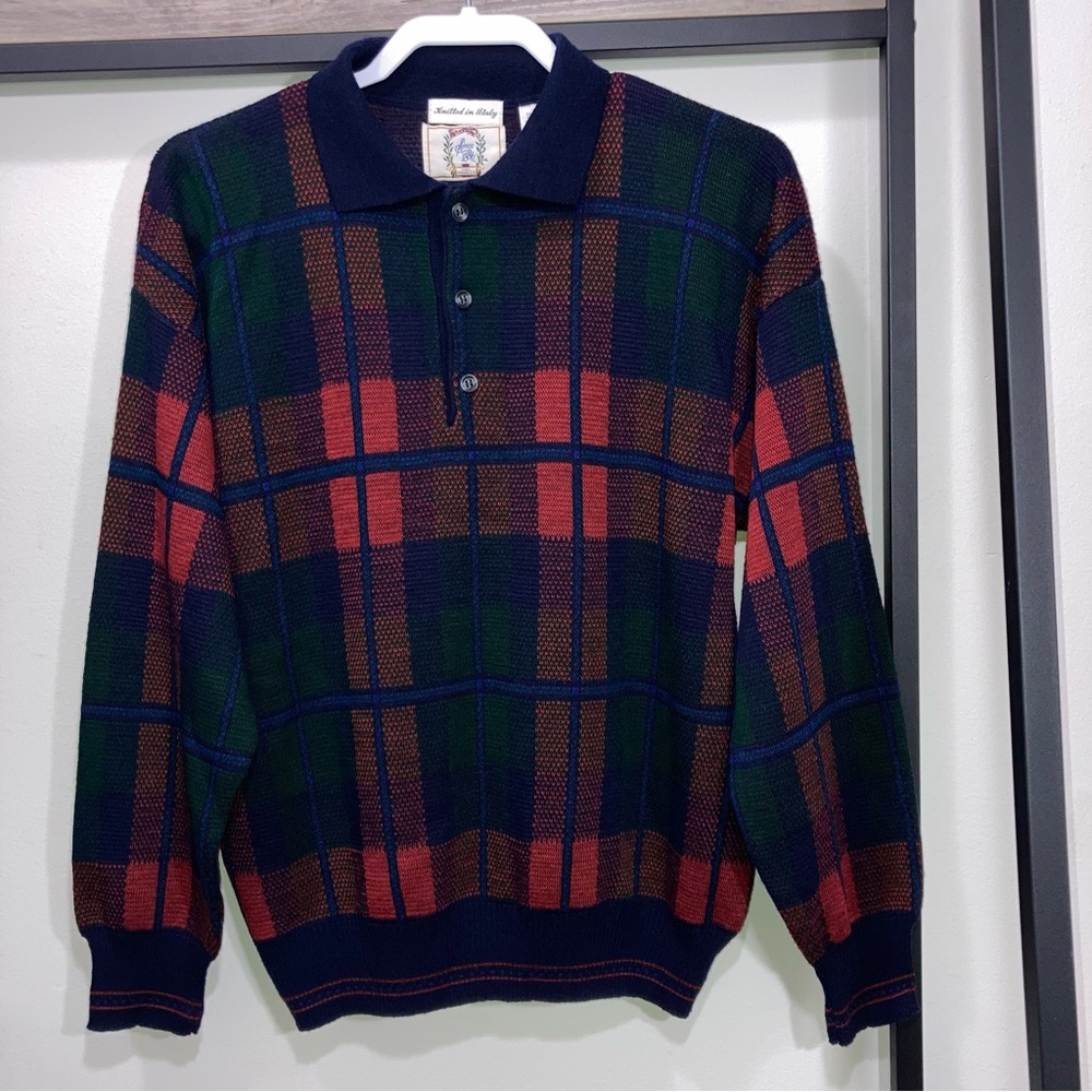 Vintage Plaid Wool Blend Grandpa Sweater - Picture 7 of 10